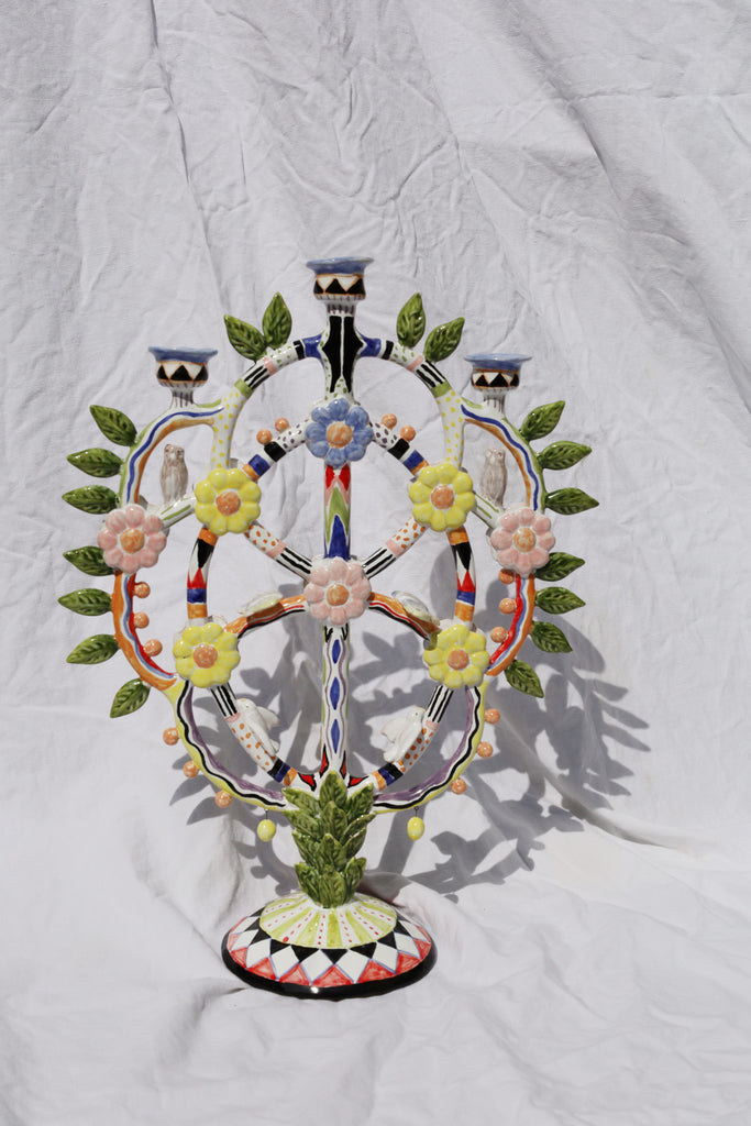 bougeoir chandelier artisanat artisan italie italien céramique ceramic ceramica couleurs fait main handmade fleurs feuilles citron bougie multicolore pomello sélection coeur