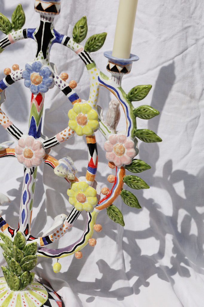 bougeoir chandelier artisanat artisan italie italien céramique ceramic ceramica couleurs fait main handmade fleurs feuilles citron bougie multicolore pomello sélection coeur