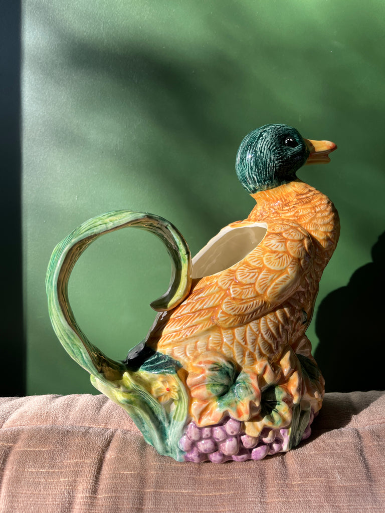 pichet carafe canard barbotine peint à la main vase selency sélection coeur céramique