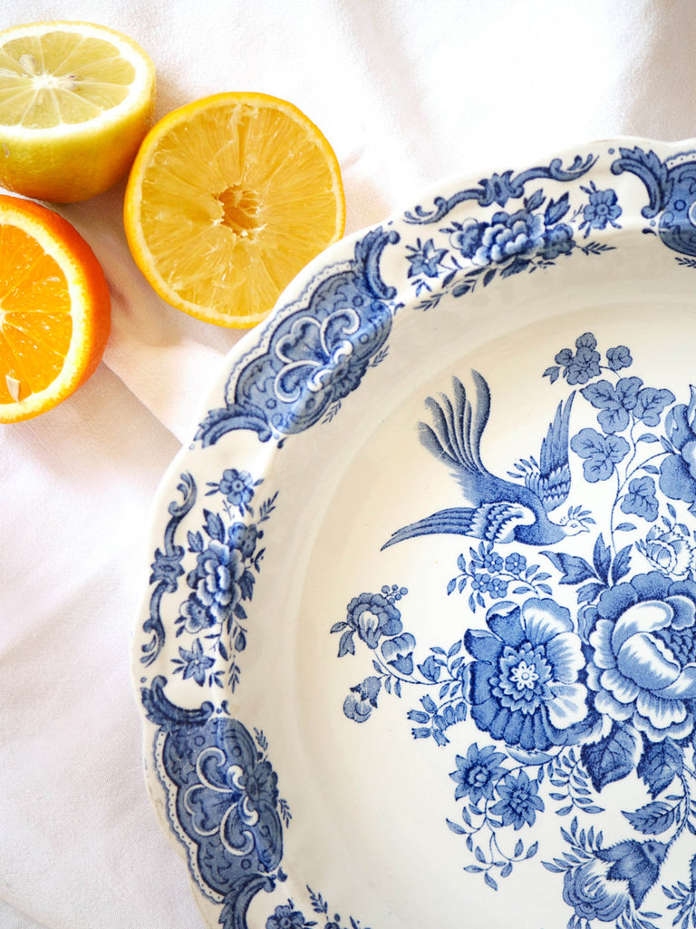 plat anglais vaisselle anglaise sélection coeur selency brocante en ligne seconde main décor bleu plat creux plat rond Ridgway Staffordshire England